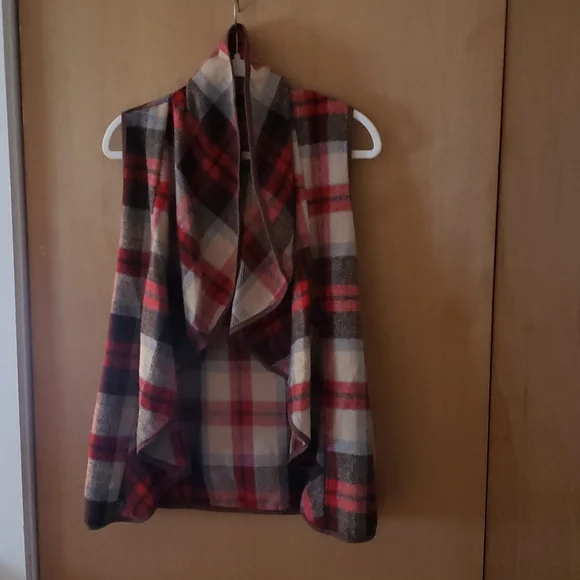 Buffalo Plaid Vest Casual Lapel Open Front Sleeveless Cardigan - Picture 6 of 6